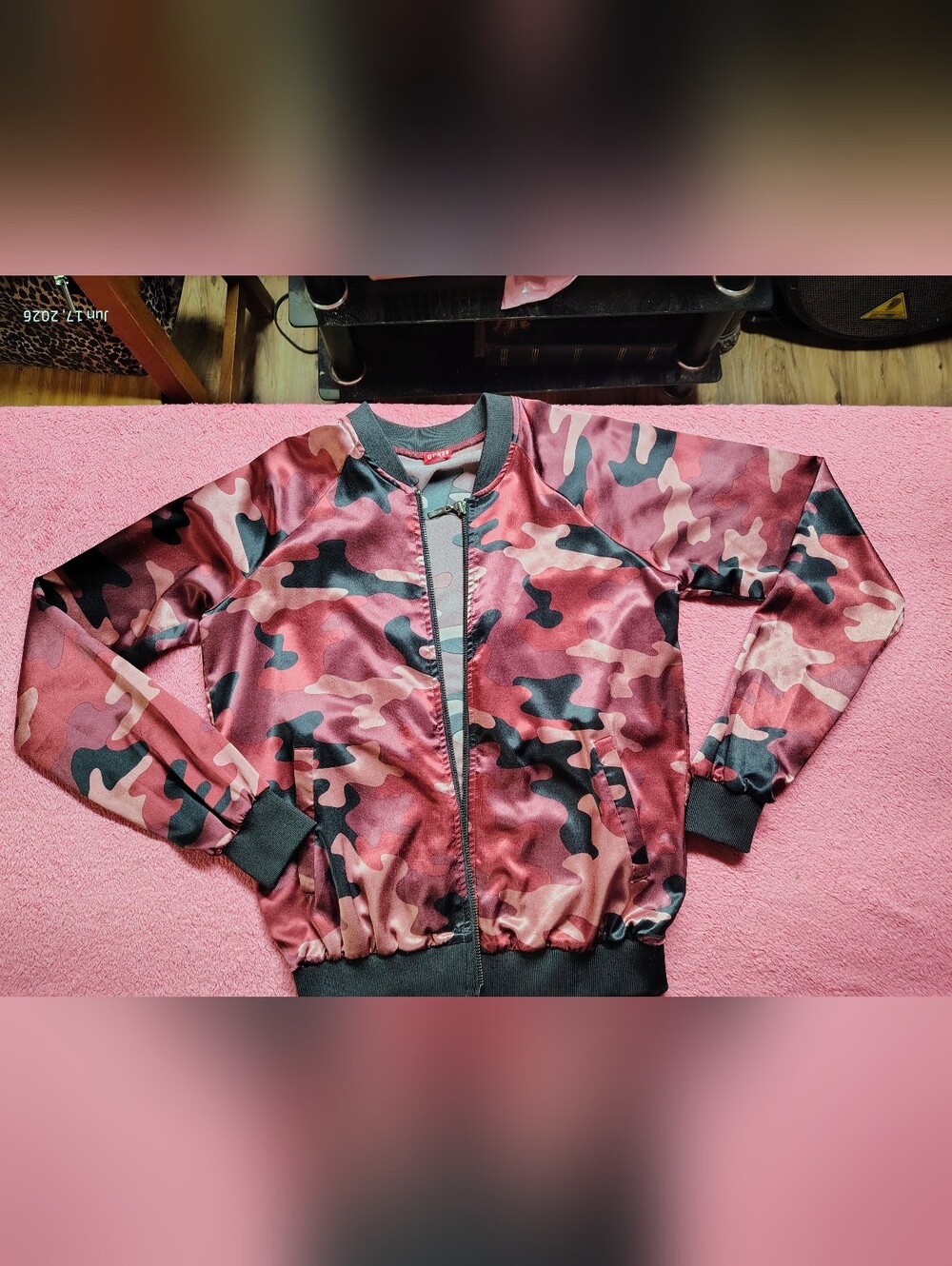 Guess Pink Camouflage Bomber Jacket